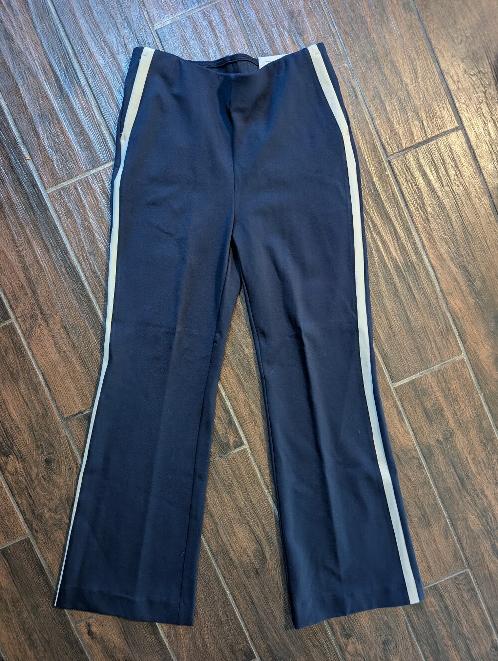 Chico's Navy Pants with Cream Contrast Trim